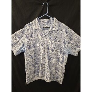 Favant Hawaiian Floral Short Sleeve Button-Up Shirt Mens‎ Size XL Blue